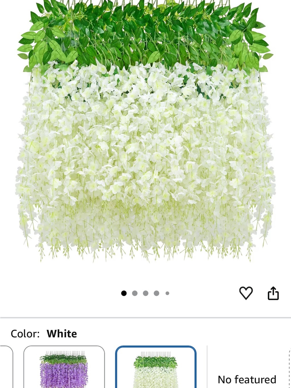White Hanging Wisteria Flower Wall Panel - Elegant Faux Greenery
